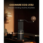 Cocinare ESSENCE DUO B38 Ultra Coffee Grinder - Electric Wireless 2-in-1 Removable Countertop Manual Grinder Kit, 80 Precision Setting