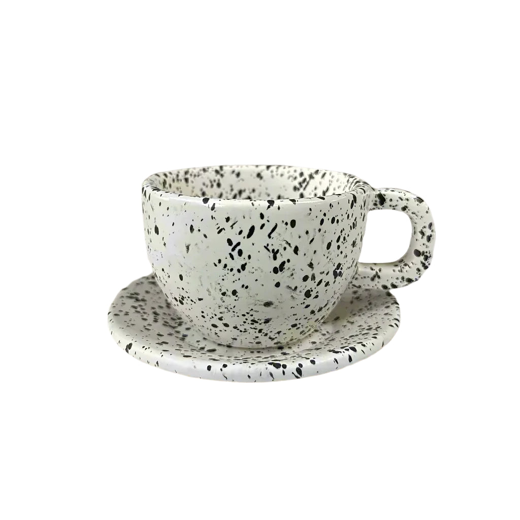 Baadaab White Stone Ceramic Cup With Handle
