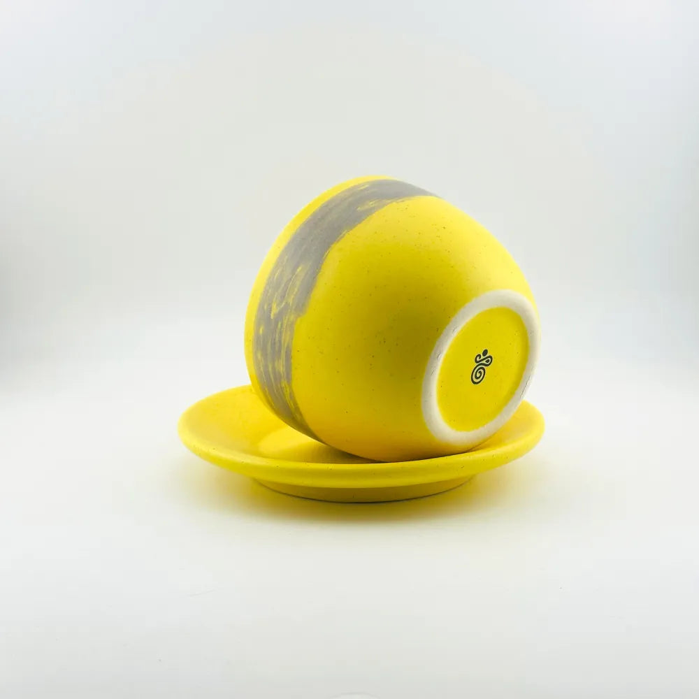 Baadaab Grey And Yellow Ceramic Cups