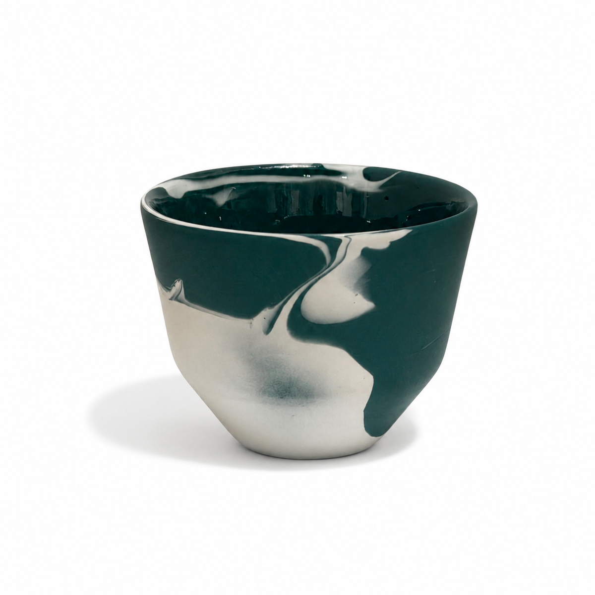 MK Studio Handmade Porcelain Cup - Dark Green White